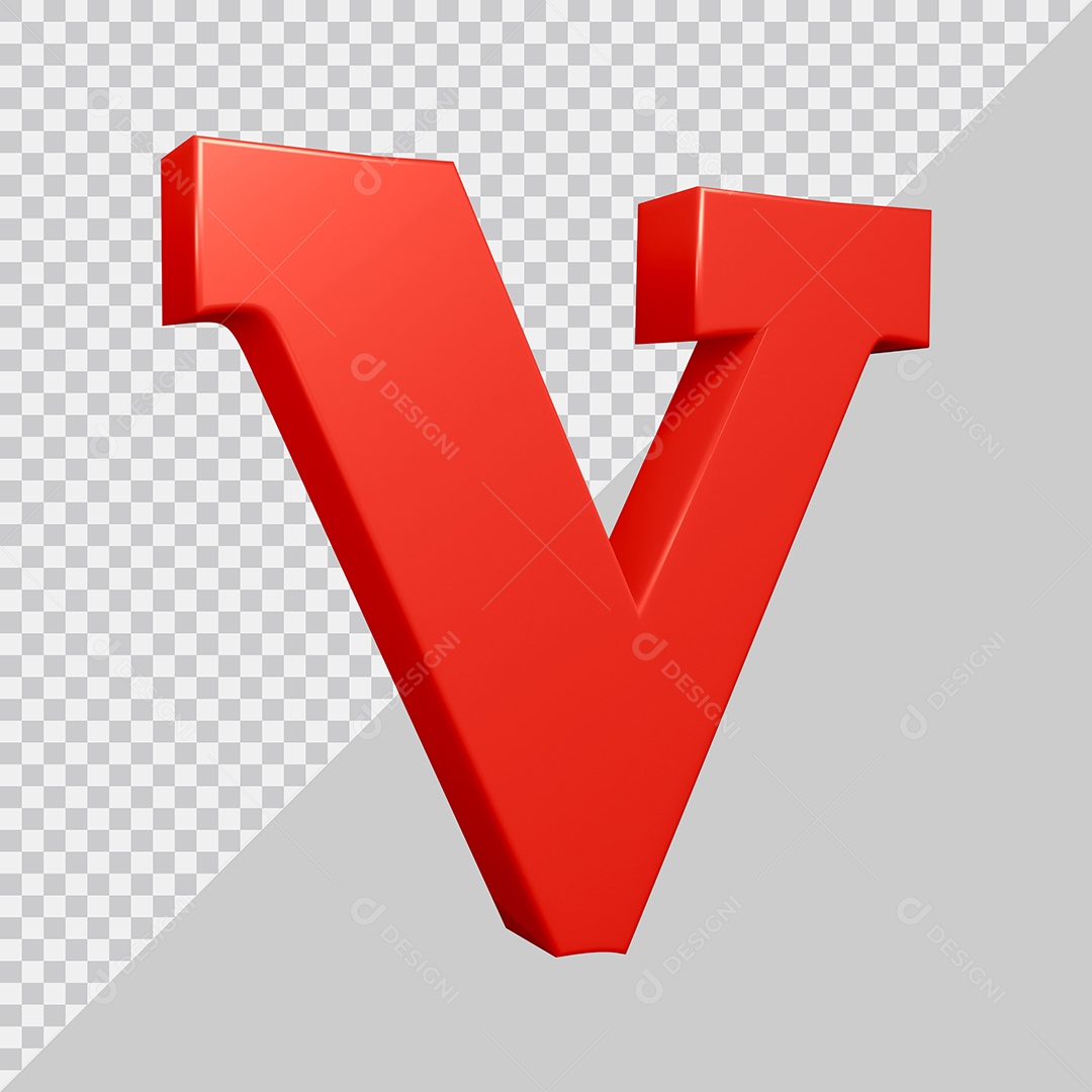 Elemento 3D Para Composição Letra V Vermelha PSD