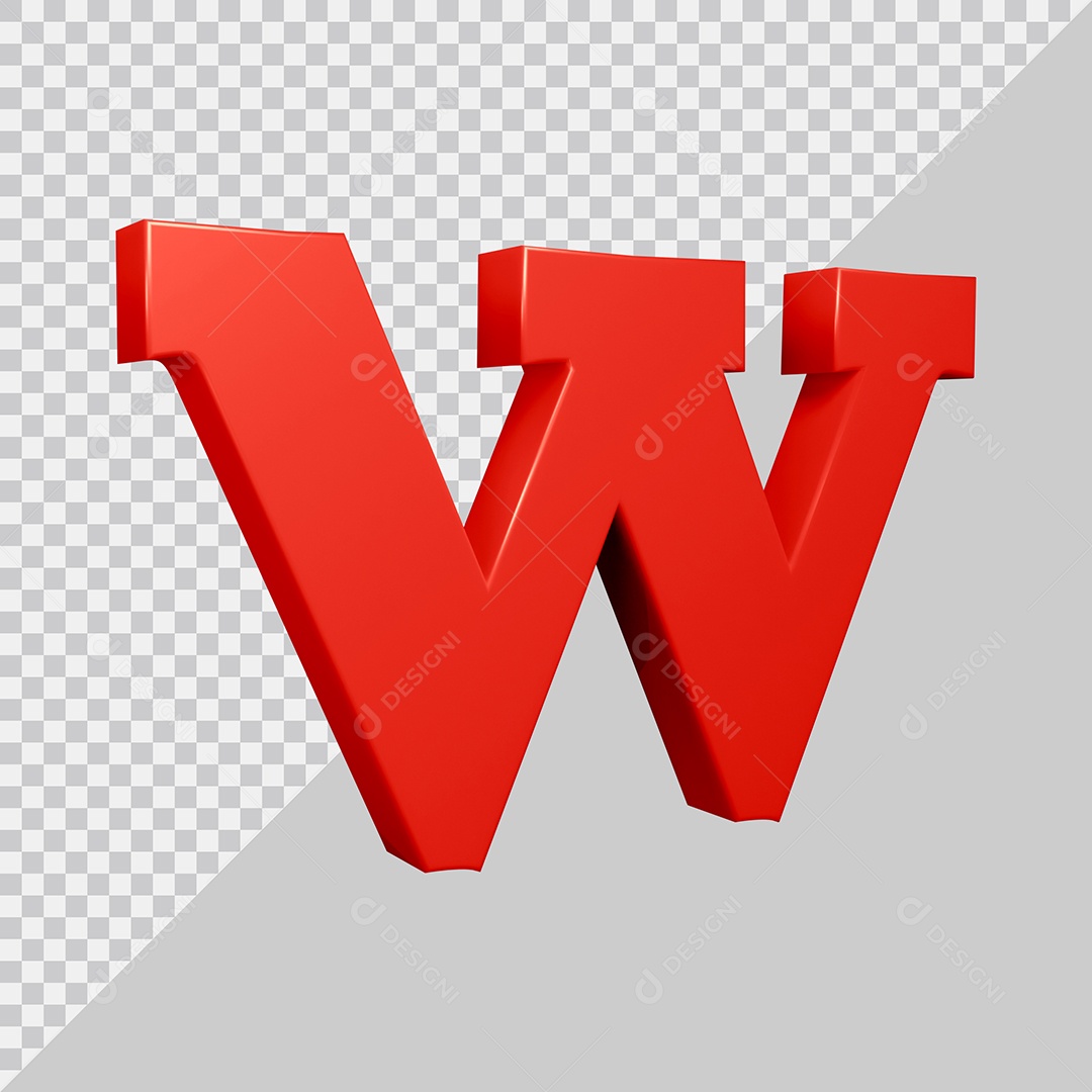 Elemento 3D Para Composição Letra W Vermelha PSD