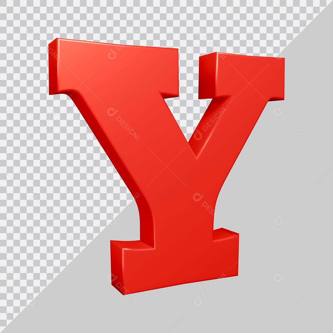 Elemento 3D Para Composição Letra Y Vermelha PSD