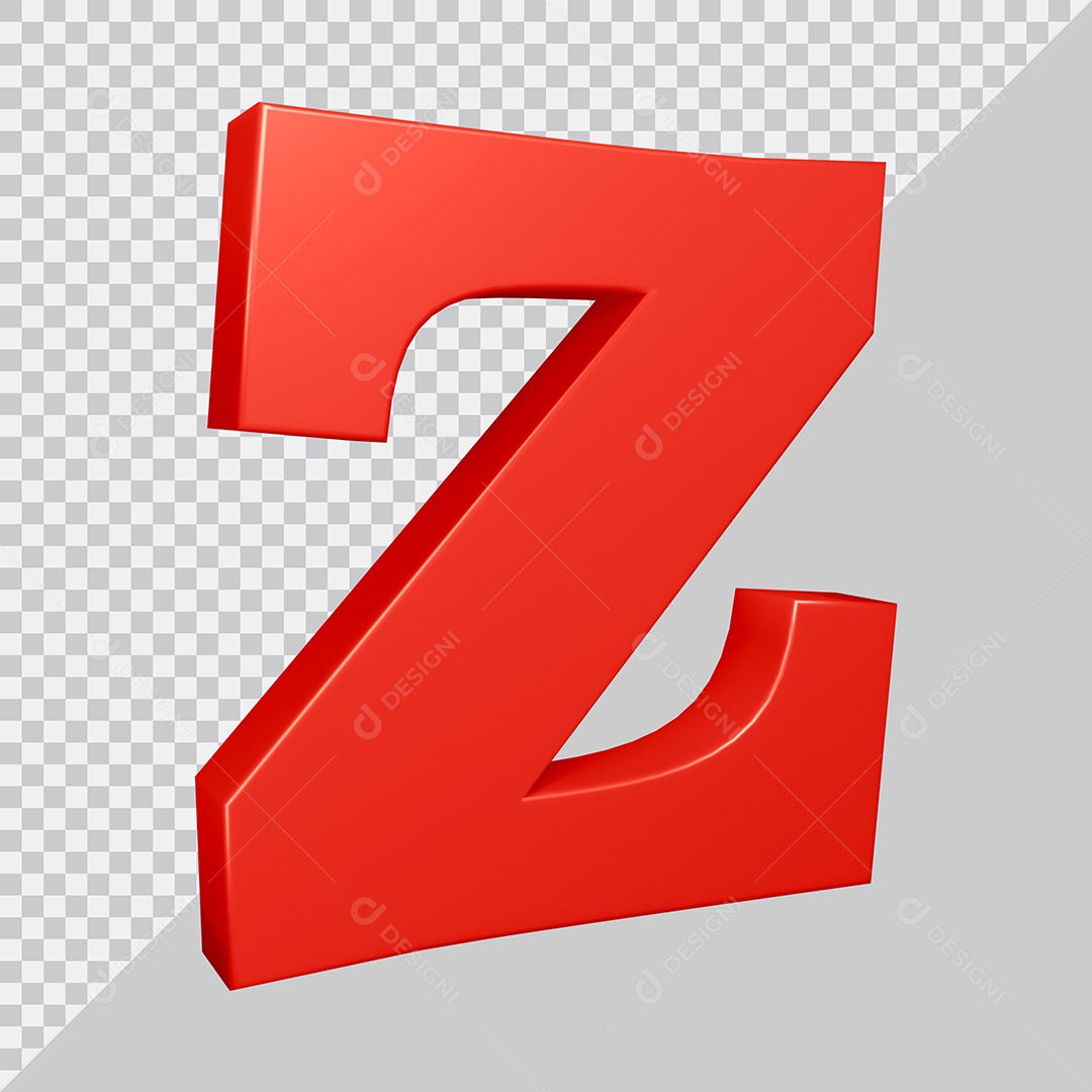 Elemento 3D Para Composição Letra Z Vermelha PSD