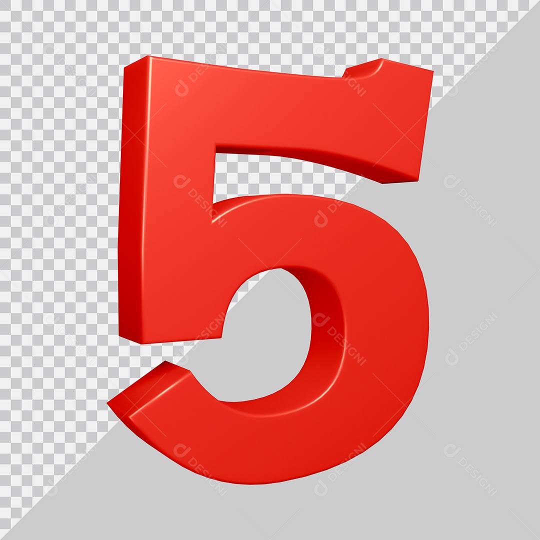 Elemento 3D Para Composição Número 5 Vermelha PSD