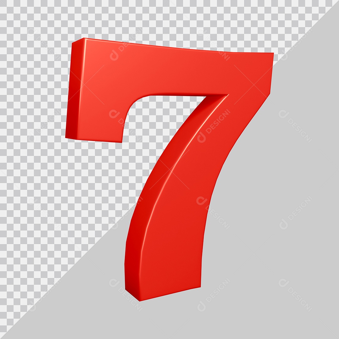 Elemento 3D Para Composição Número 7 Vermelha