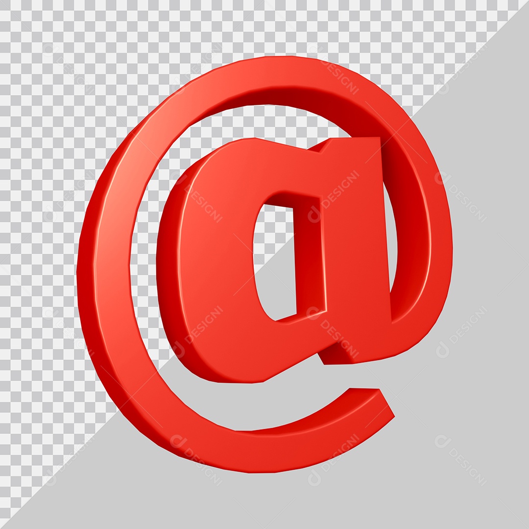 Elemento 3D Para Composição Símbolo Arroba Vermelha PSD