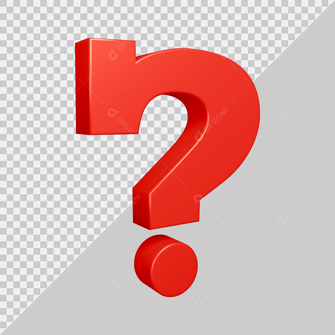 Elemento 3D Para Composição Símbolo de ponto de interrogação Vermelha PSD