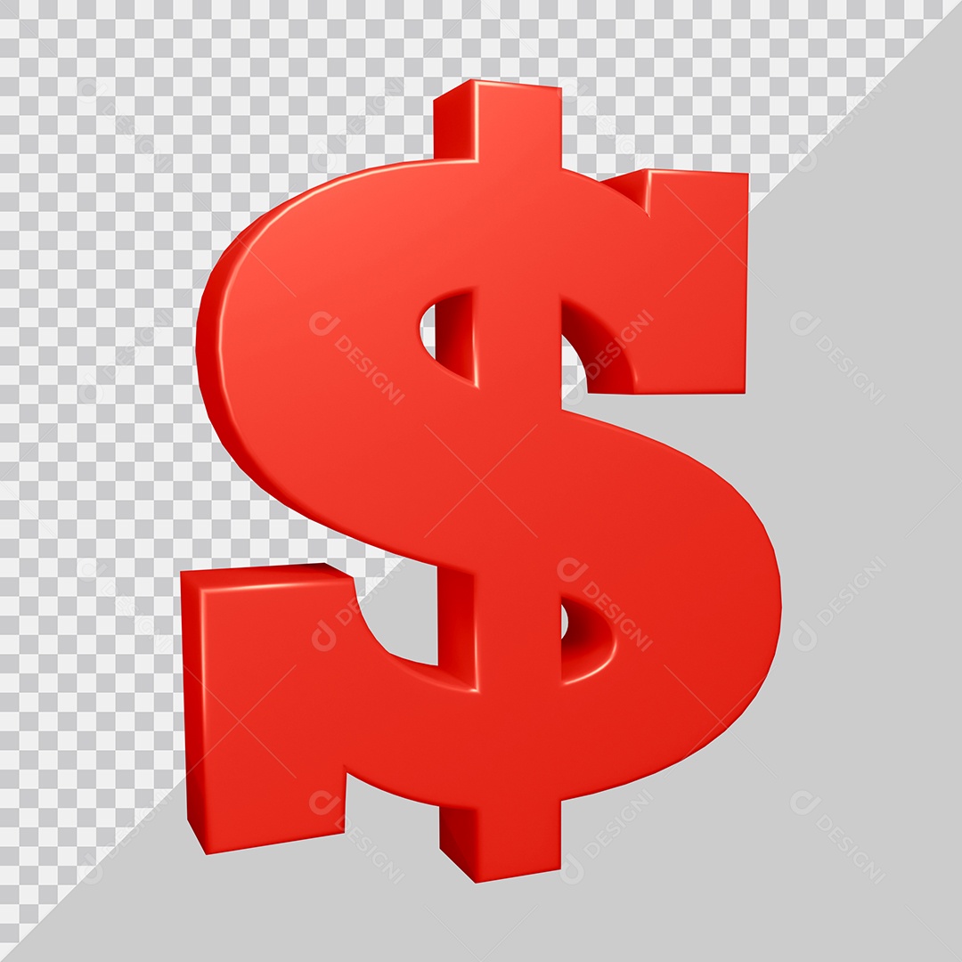 Elemento 3D Para Composição Símbolo do dólar $ Vermelha PSD