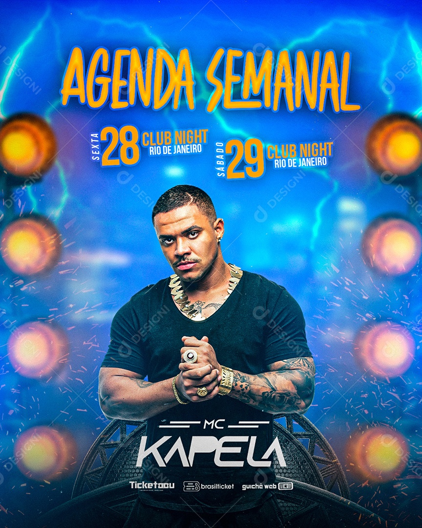 Flyer Agenda Semanal MC Kapela Social Media PSD Editável