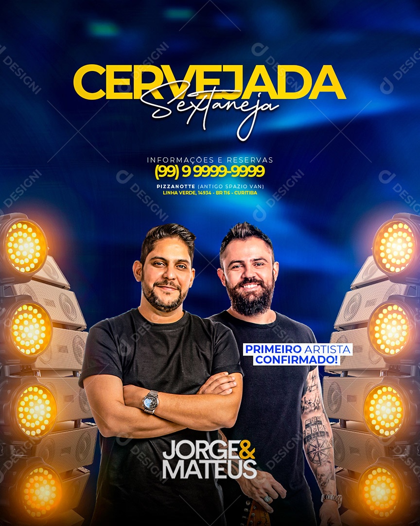 Flyer Cervejada Sertaneja Jorge e Mateus Social Media PSD Editável