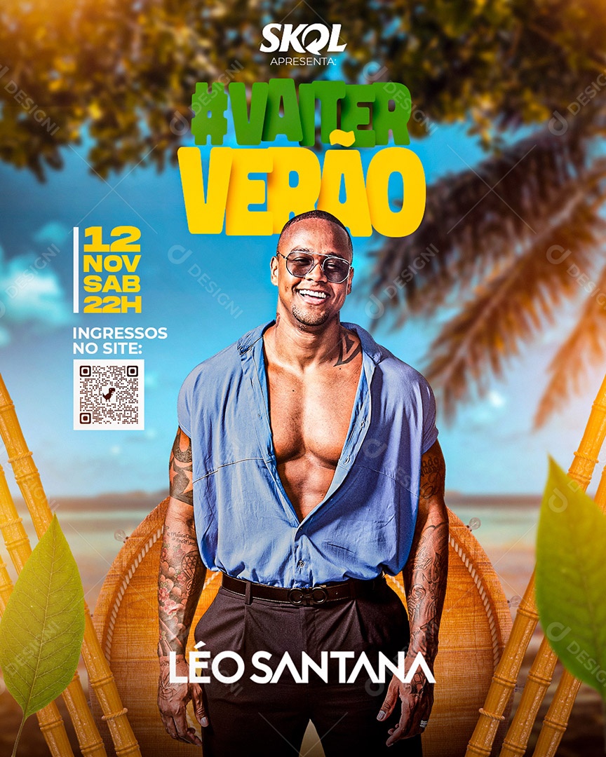 Flyer Vai ter Verão Léo Santana Social Media PSD Editável
