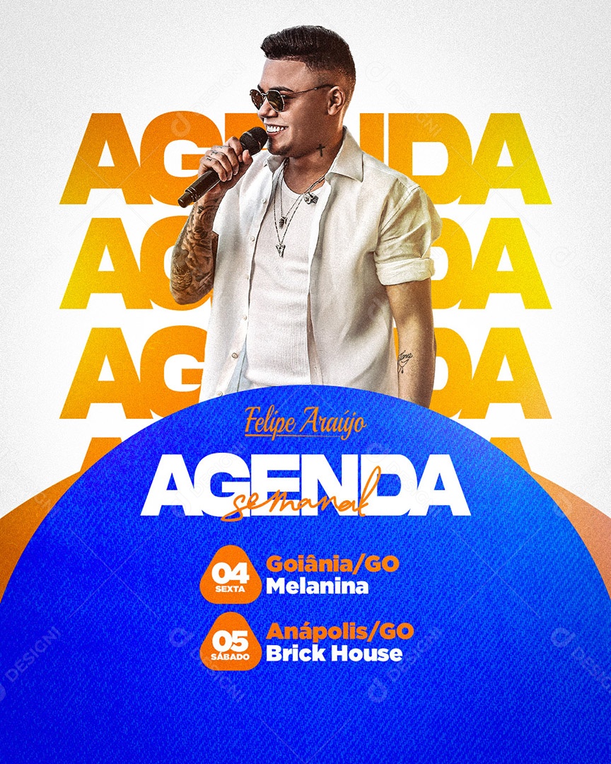 Flyer Agenda Semanal Felipe Araújo Social Media PSD Editável