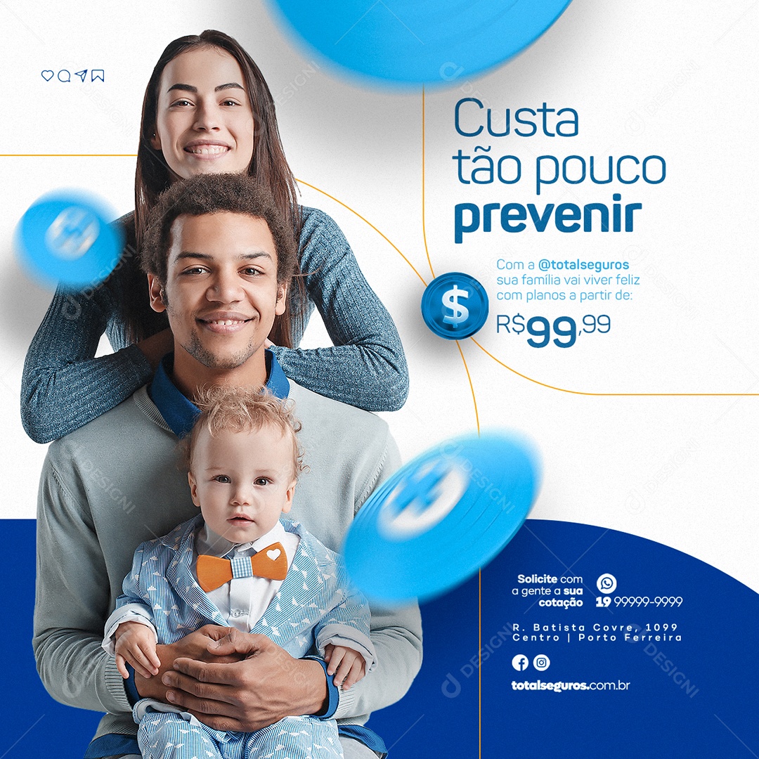 Custa Tão Pouco Prevenir Seguradora Social Media PSD Editável