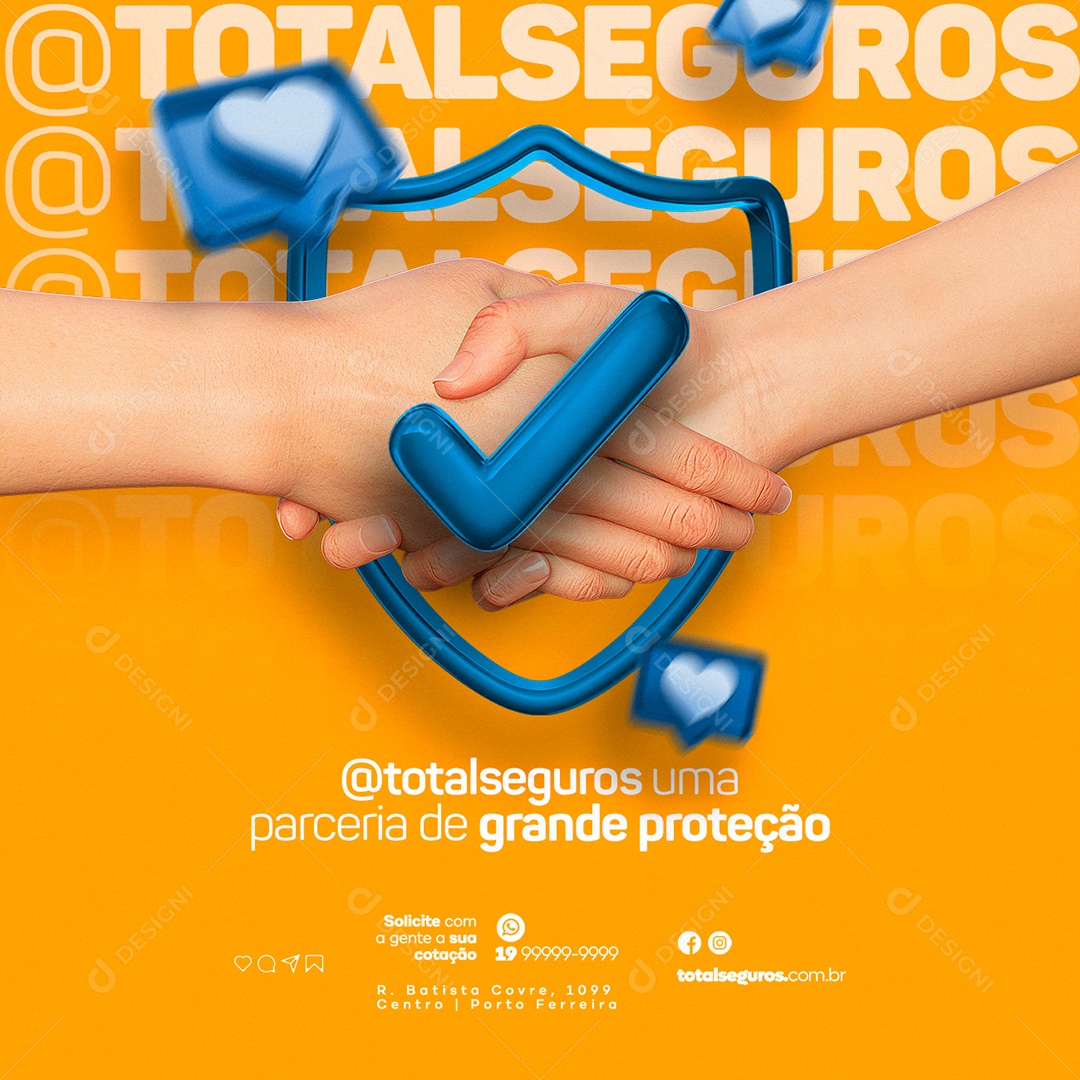 Total Seguros uma Parceria de Grande Proteção Seguradora Social Media PSD Editável