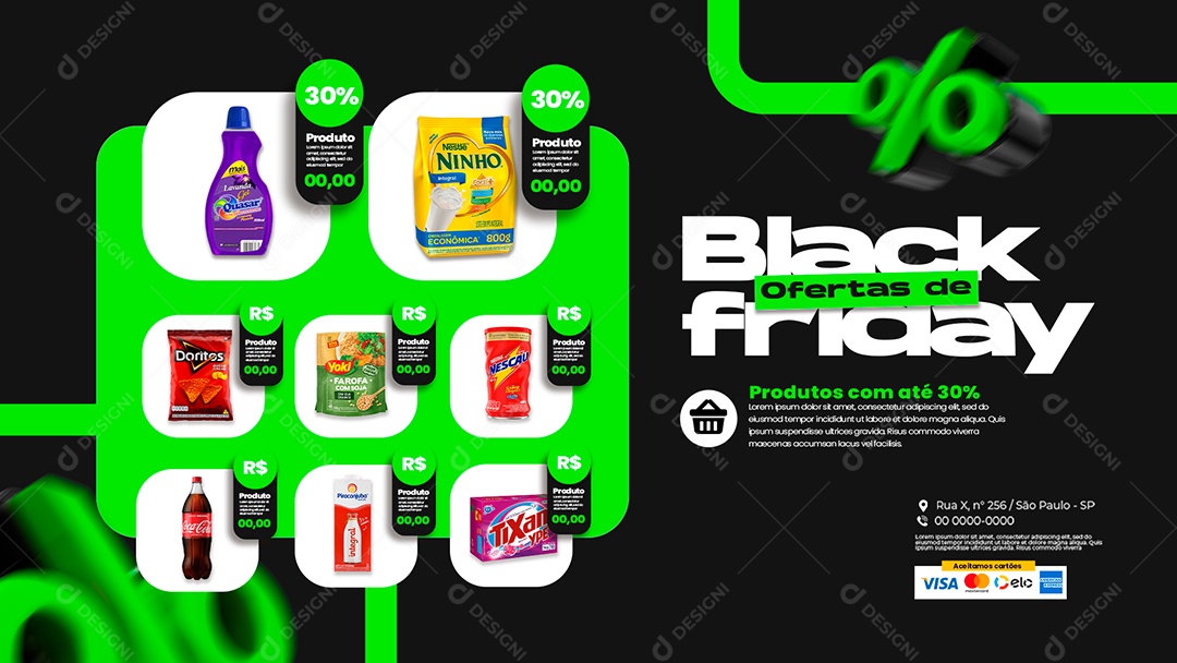 Anúncio de Mercado Black Friday de Ofertas PSD Editável