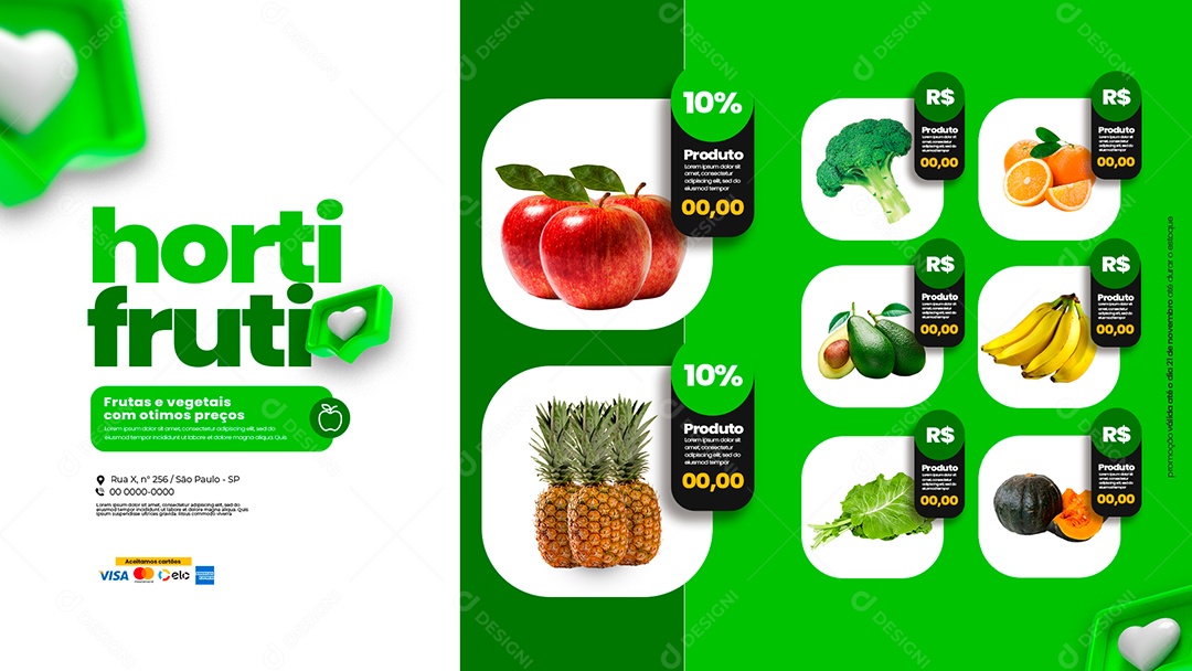 Anúncio de Mercado Hortifruti PSD Editável