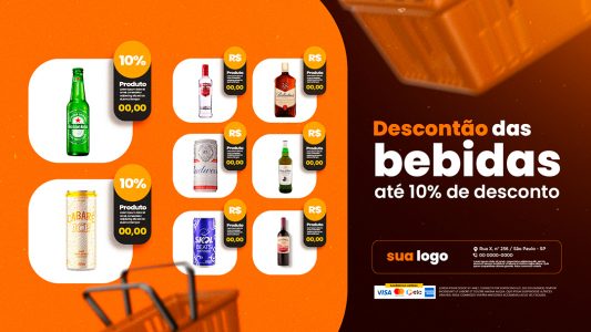Anúncio de Mercado Distribuidora de Bebidas PSD Editável