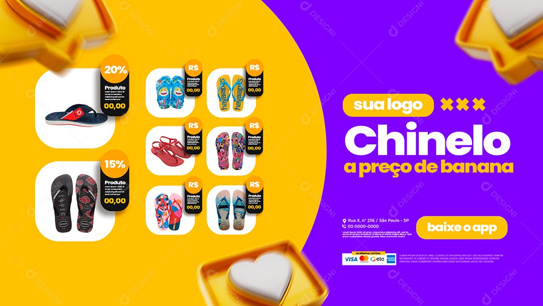 Anúncio de Mercado Chinelo a Preço de Banana PSD Editável