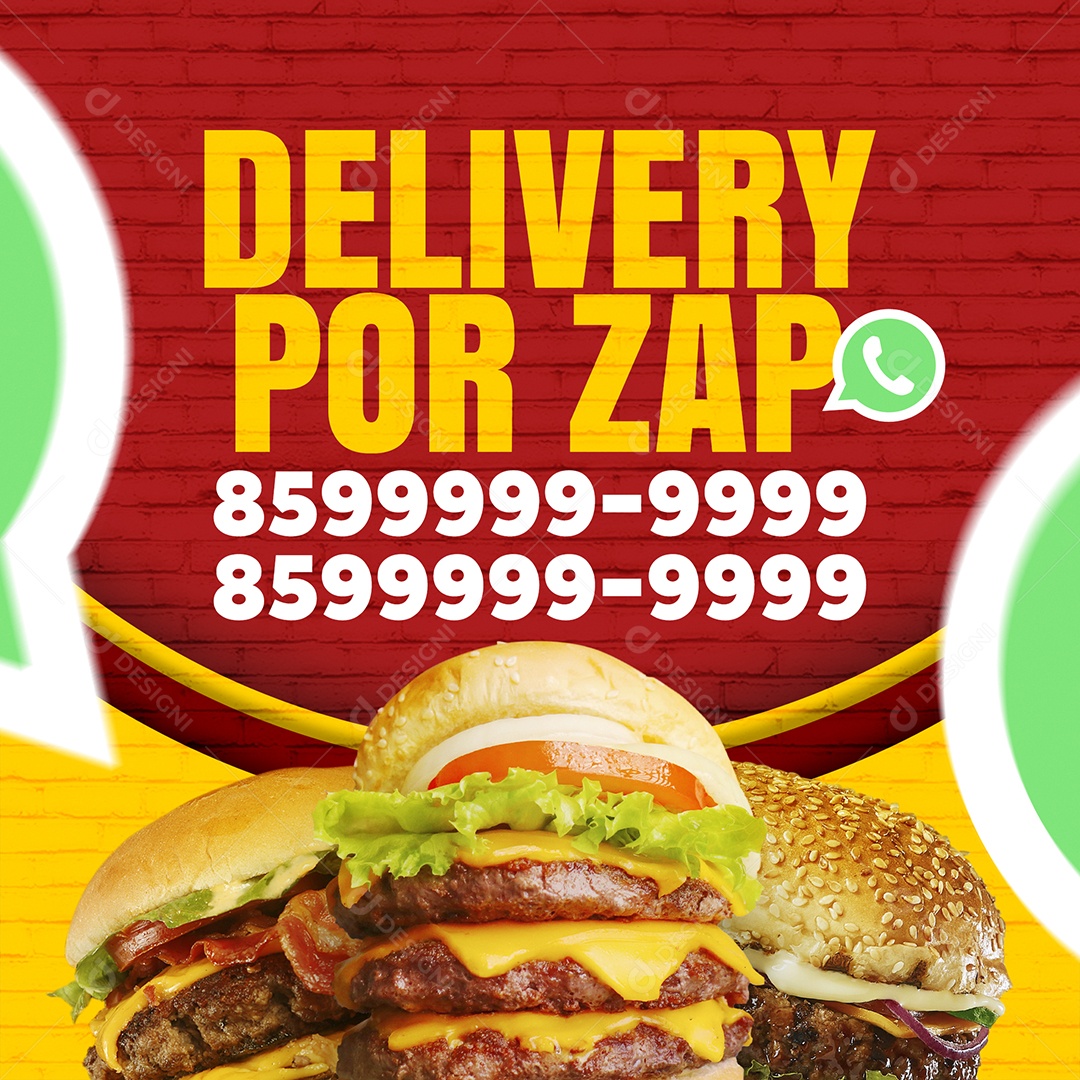 Delivery Por Zap Peça Já o Seu Social Media PSD Editável