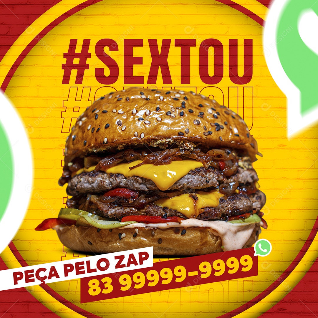 Sextou Peça Pelo Zap Seu Lanche Social Media PSD Editável
