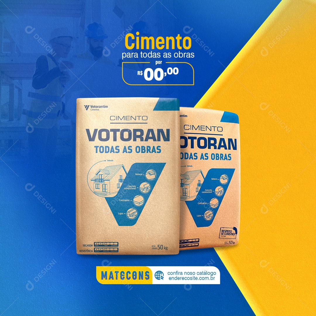 Cimento para todas a Obras Materiais de Construção Social Media PSD Editável