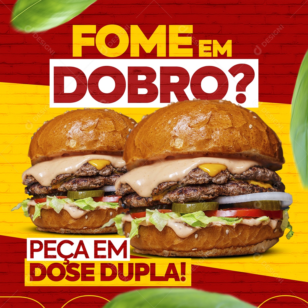 Fome em Dobro Peça em Dose Dupla Social Media PSD editável
