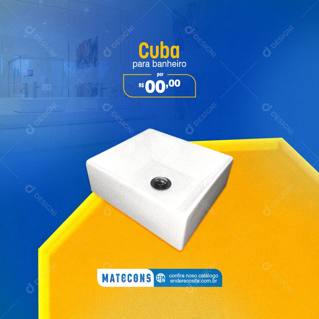 Materiais De Construção Cuba para Banheiro Social Media PSD Editável