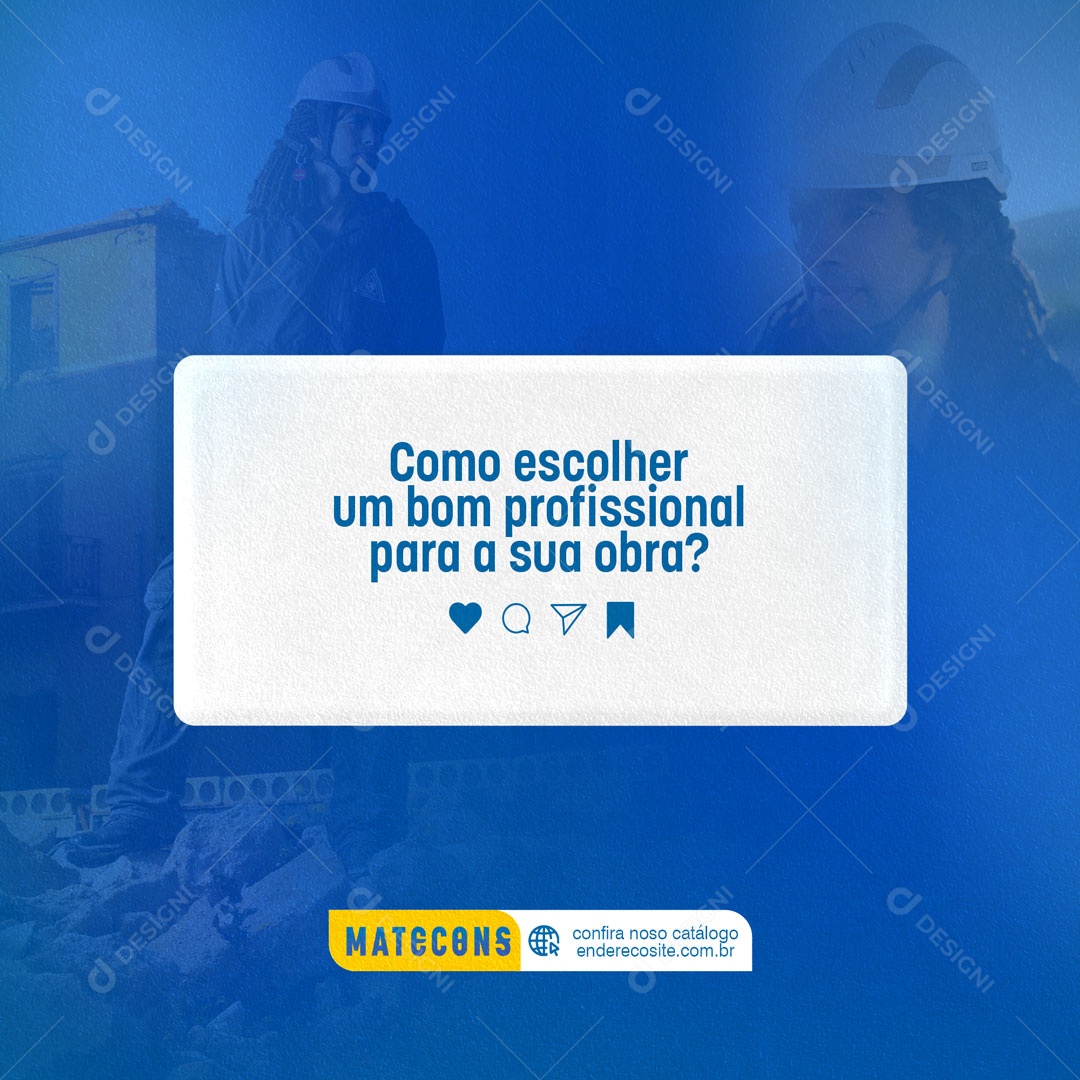 Como Escolher um bom Profissional para sua Obra? Materiais de Construção Social Media PSD Editável