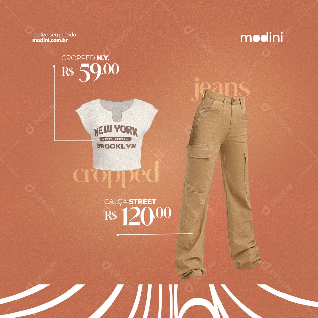 Cropped na Promoção Loja de Roupas Social Media PSD Editável