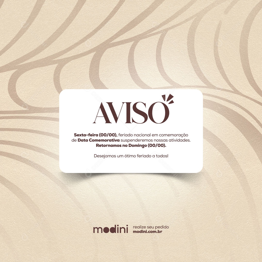 Aviso Comunicado Loja de Roupas Social Media PSD Editável