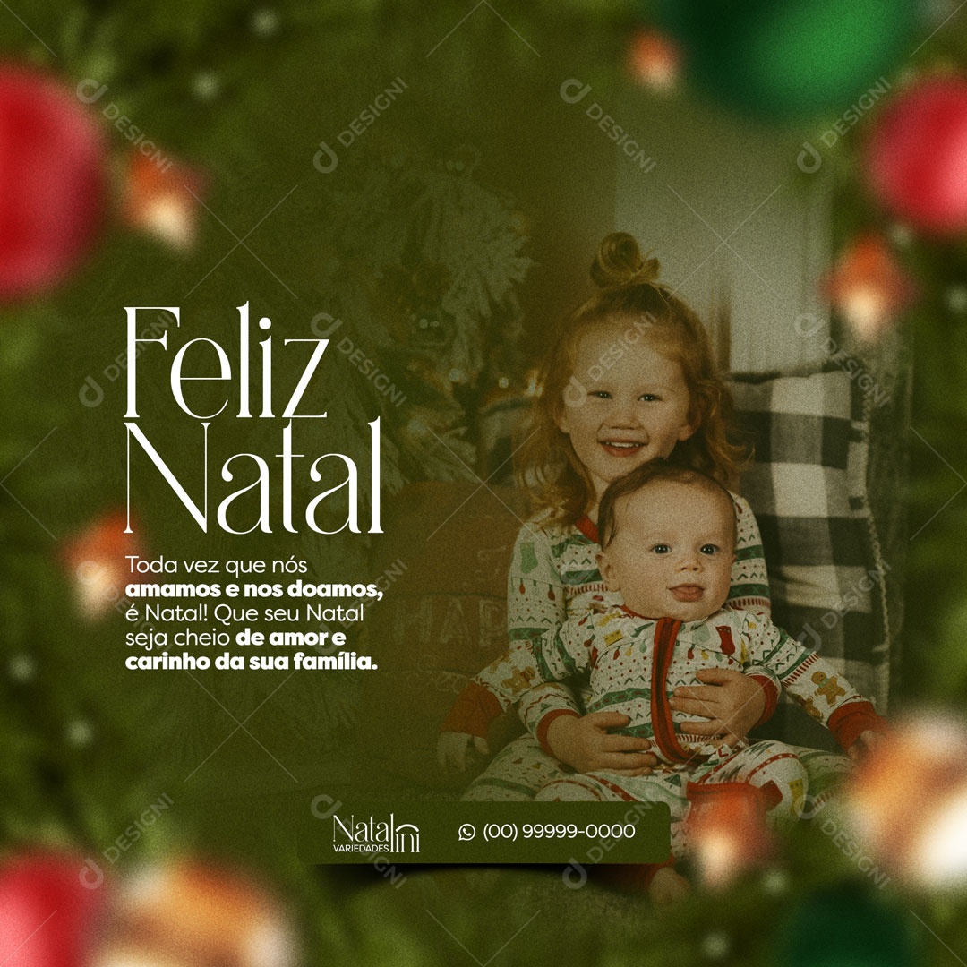 Que seu Natal seja cheio de Amor e Carinho da sua Família! Feliz Natal Social Media PSD Editável