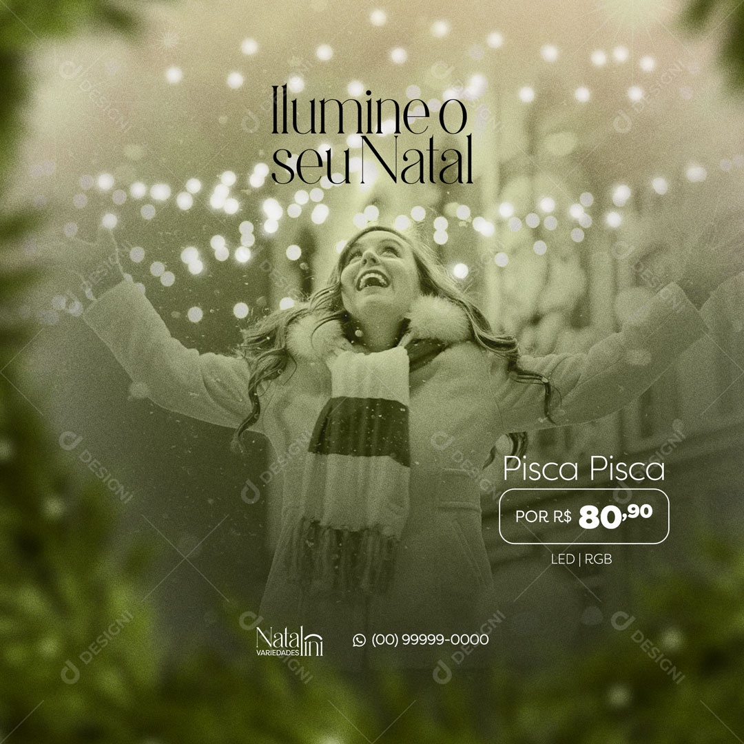 Social Media Ilumine o seu Natal Pisca Pisca na Promoção PSD Editável