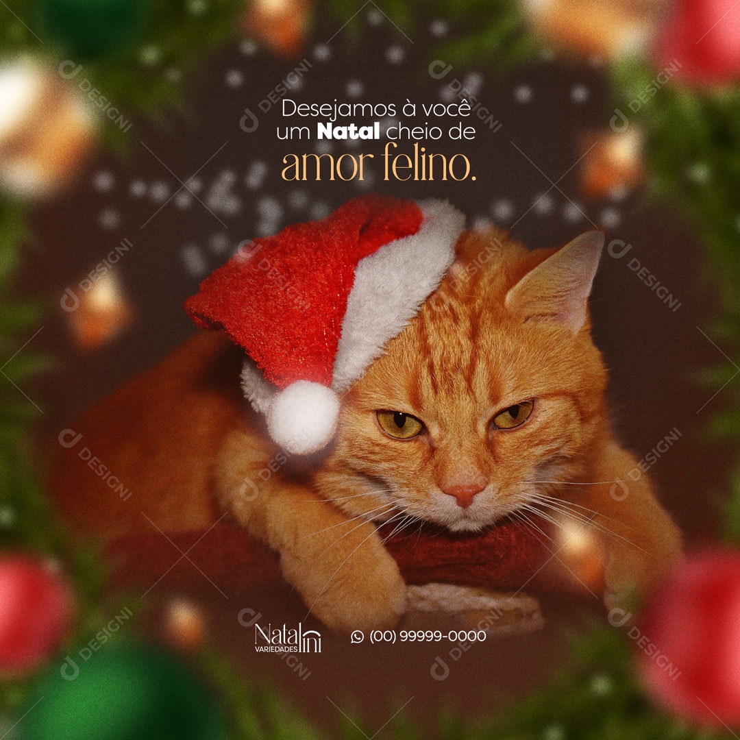 Desejamos a você um Natal cheio de Amor Feliz Natal Social Media PSD Editável