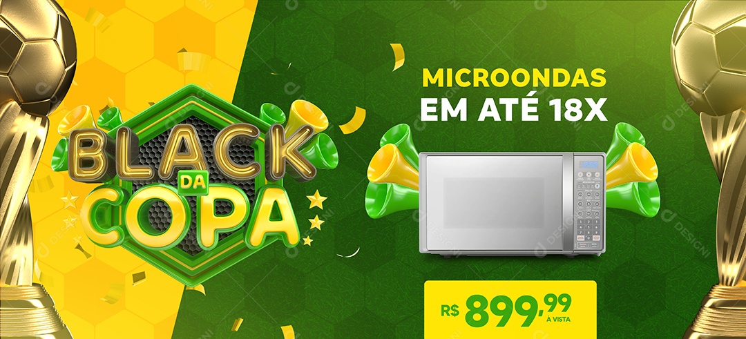 Banner Black da Copa Microondas em Até 18x Social Media PSD Editável