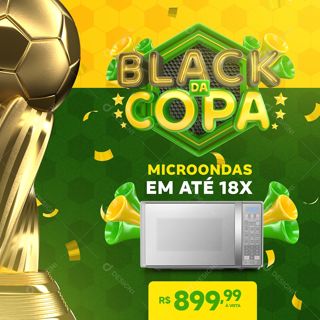 Black da Copa Microondas em Até 18x Social Media PSD Editável