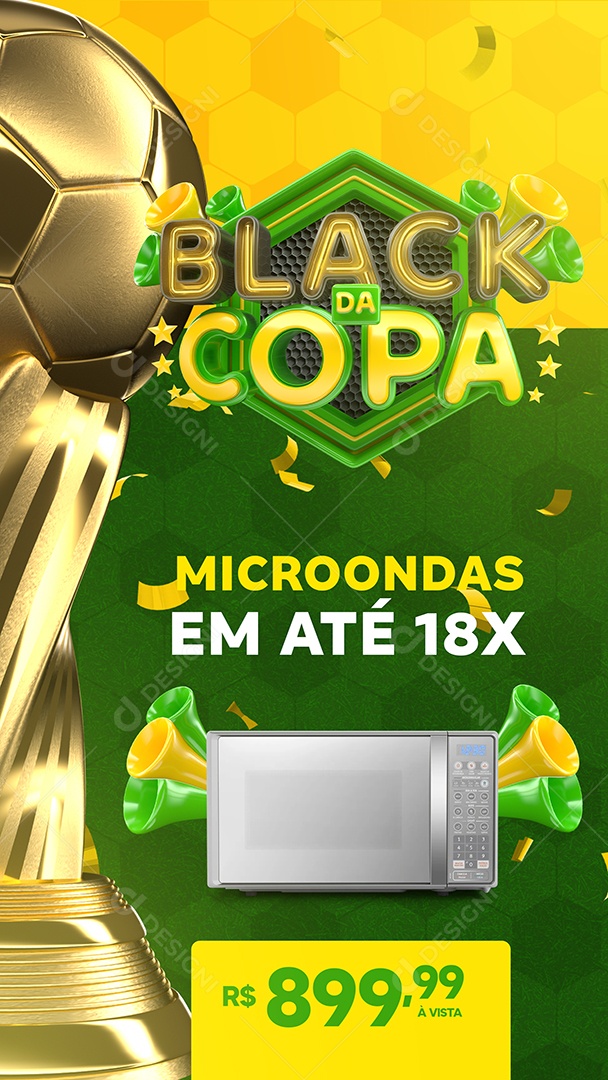 Story Black da Copa Microondas em Até 18x Social Media PSD Editável