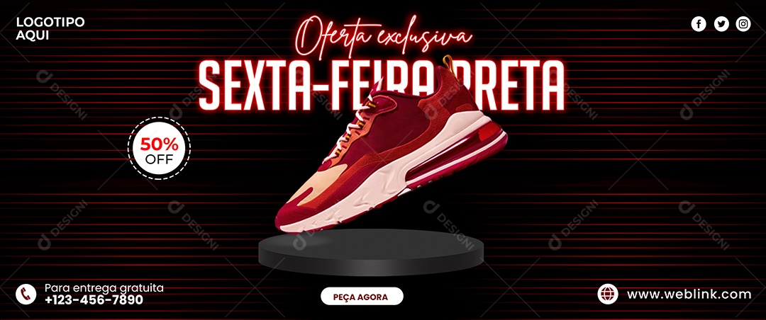 Social Media de Sapatos Poste Venda de Sexta-feira Negra Modelo de Banner da Web do Facebook