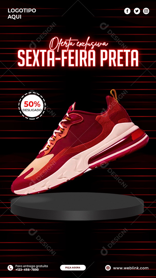 Social Media de Sapatos Poste Venda de Sexta-feira Preta PSD Editável