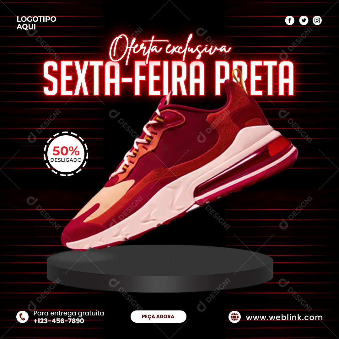 Social Media de Sapatos Poste Venda de Sexta-feira Preta PSD Editável