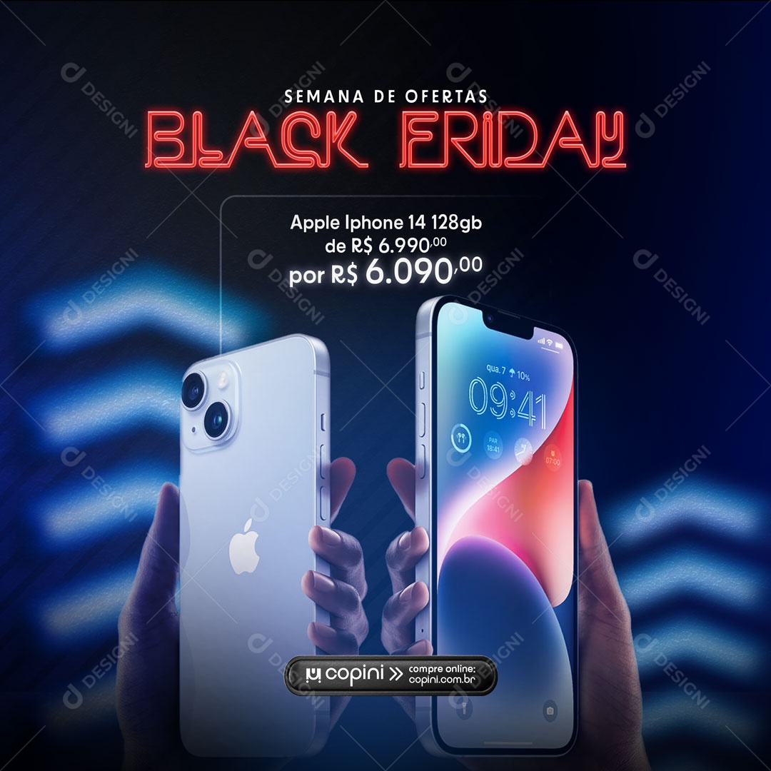 Semana de Ofertas Black Friday Iphone Social Media PSD Editável