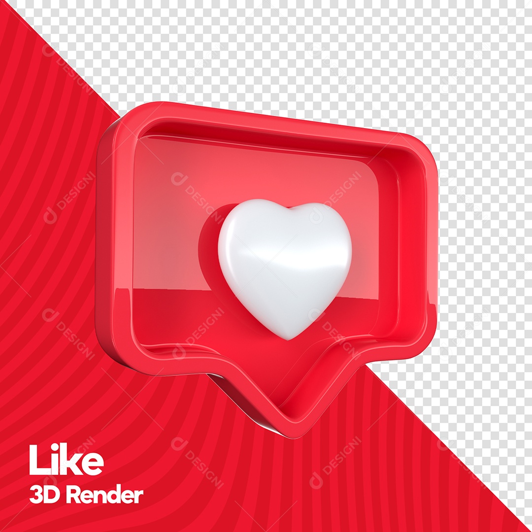 Emoji Like do Instagram Vermelho Elemento 3D PSD