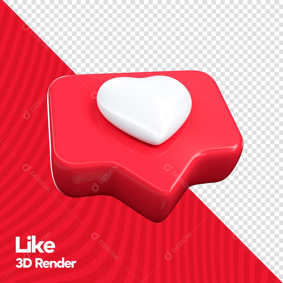 Emoji Like do Instagram Vermelho Elemento 3D PSD