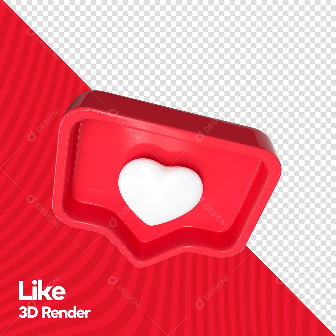 Emoji Like do Instagram Vermelho Elemento 3D PSD