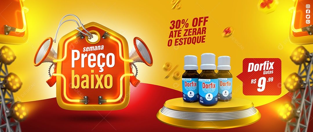 Banner Semana Preço Baixo Social Media PSD Editável