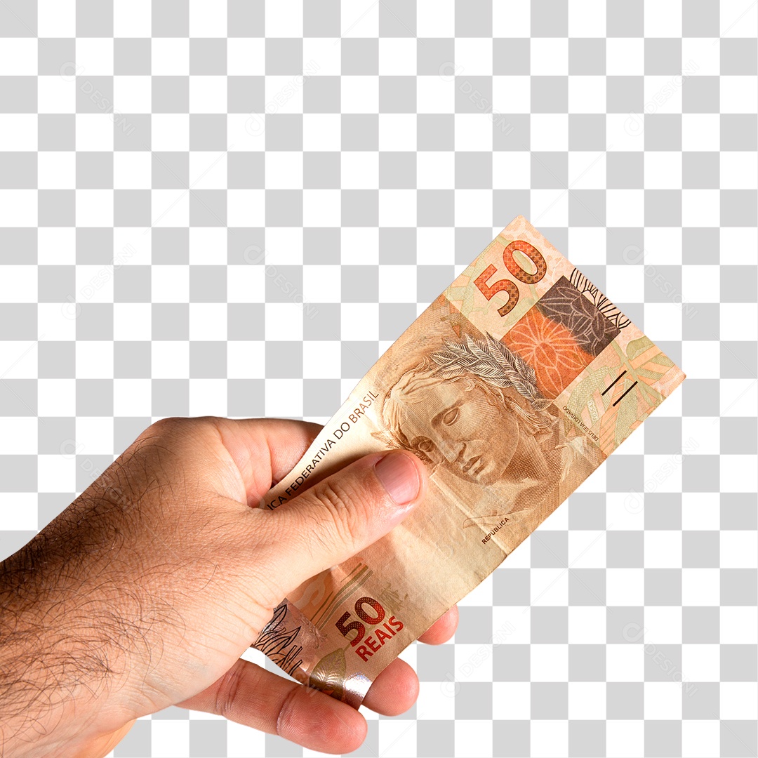 Mão Segurando Nota de 50 reais PNG Transparente Sem Fundo