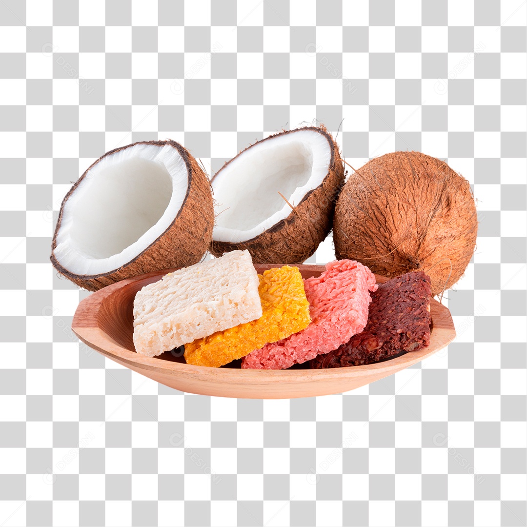 Cocadas Coloridas e Cocos PNG Transparente Sem Fundo