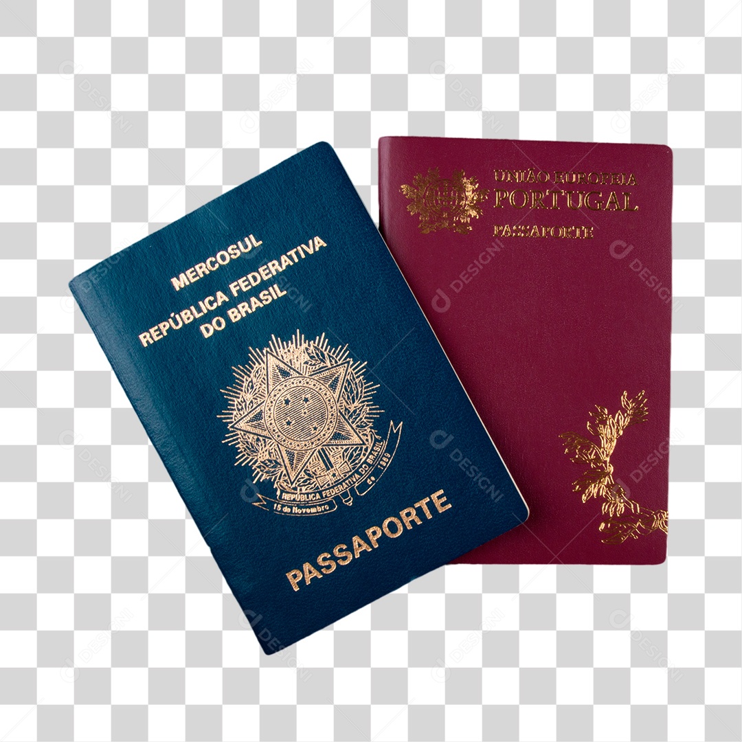 Passaporte do Brasil e Passaporte de Portugal PNG Transparente Sem Fundo