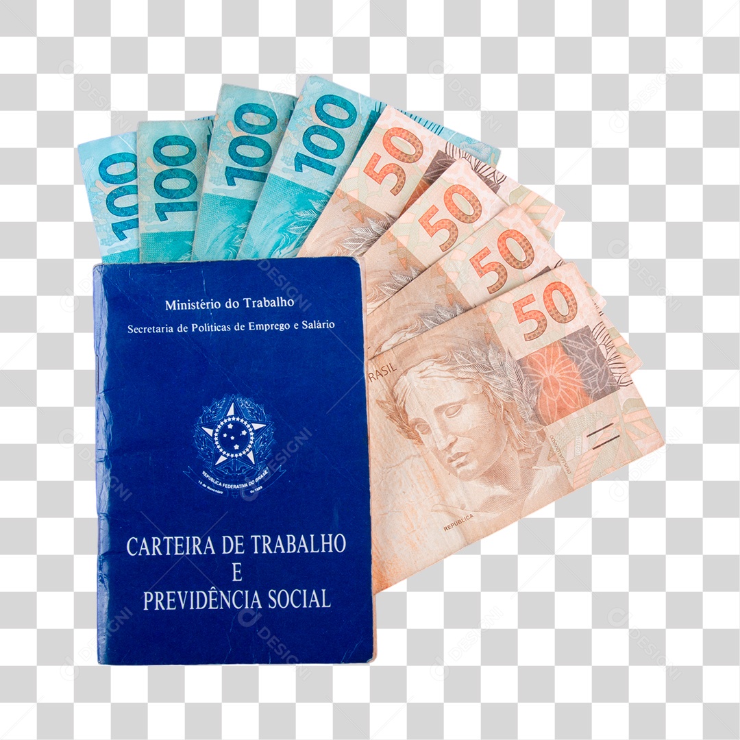 Carteira de Trabalho e Dinheiro ao Lado PNG Transparente Sem Fundo