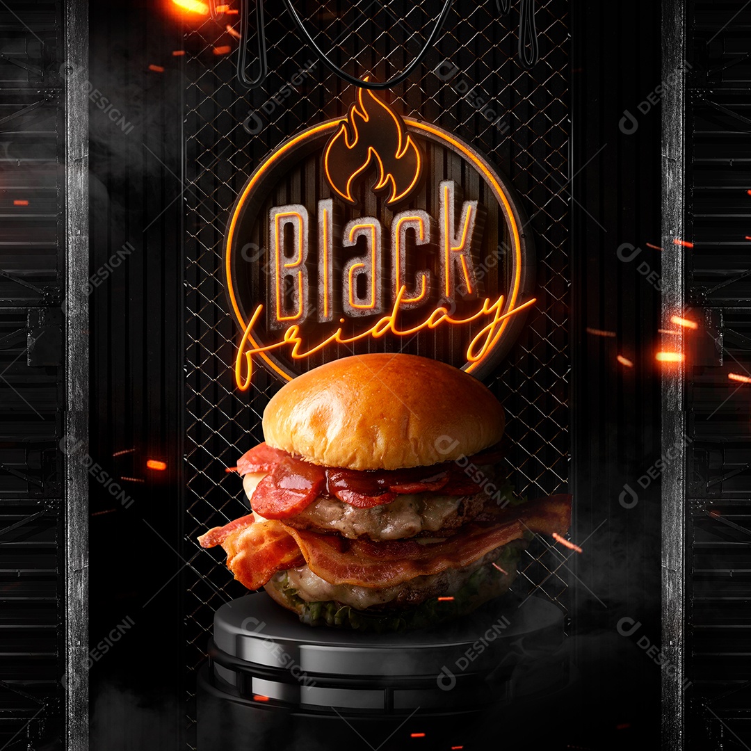 Black Friday Hamburguer Venha Conferir Social Media PSD Editável