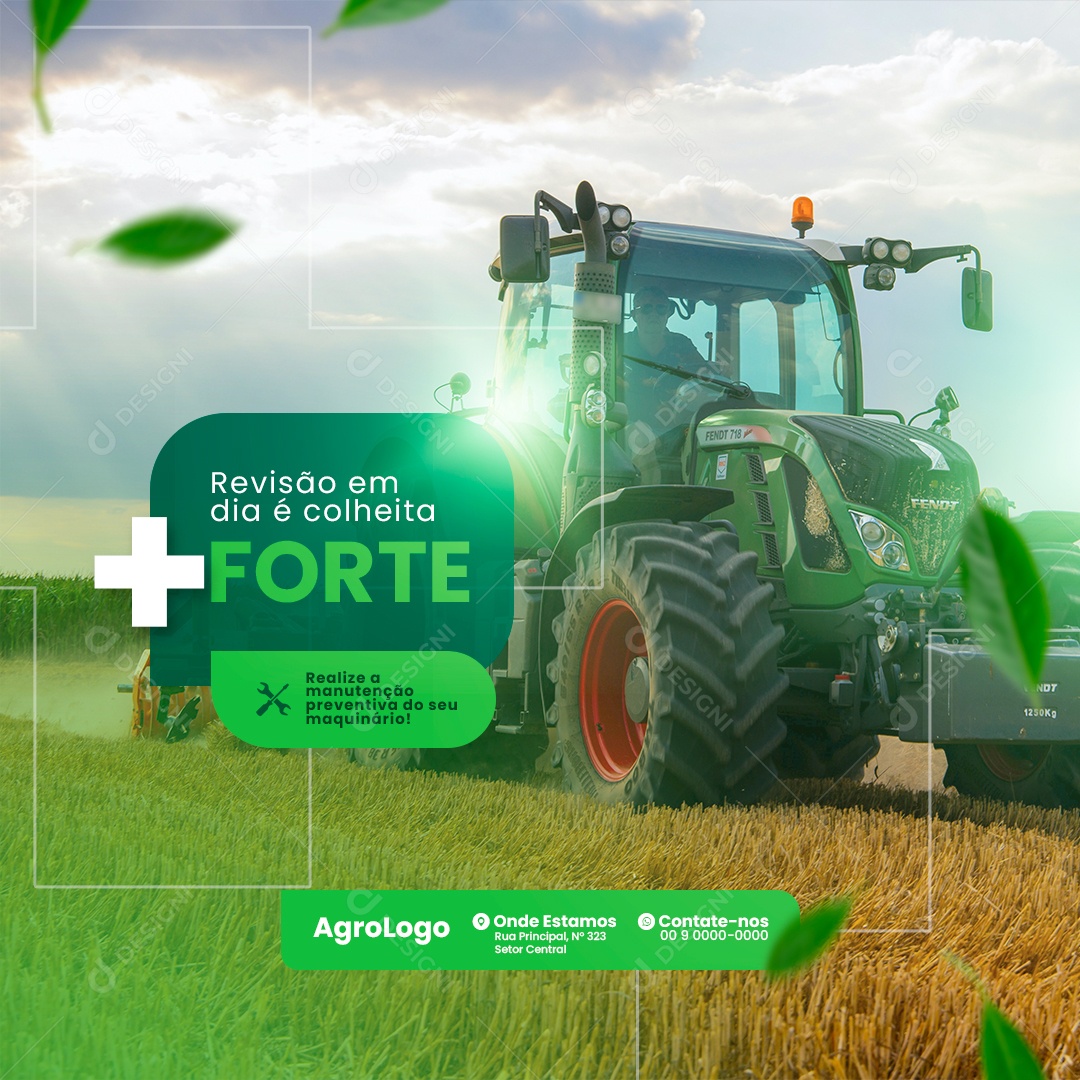 Revisão em Dia é Colheita * Forte Agronegócio Social Media PSD Editável