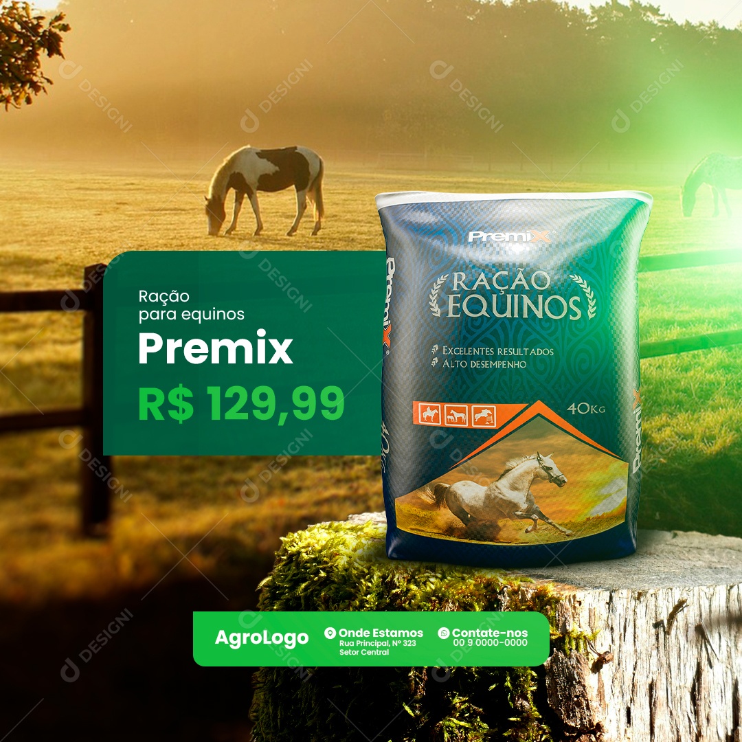 Ração Para Equinos Premix Agronegócio Social Media PSD Editável