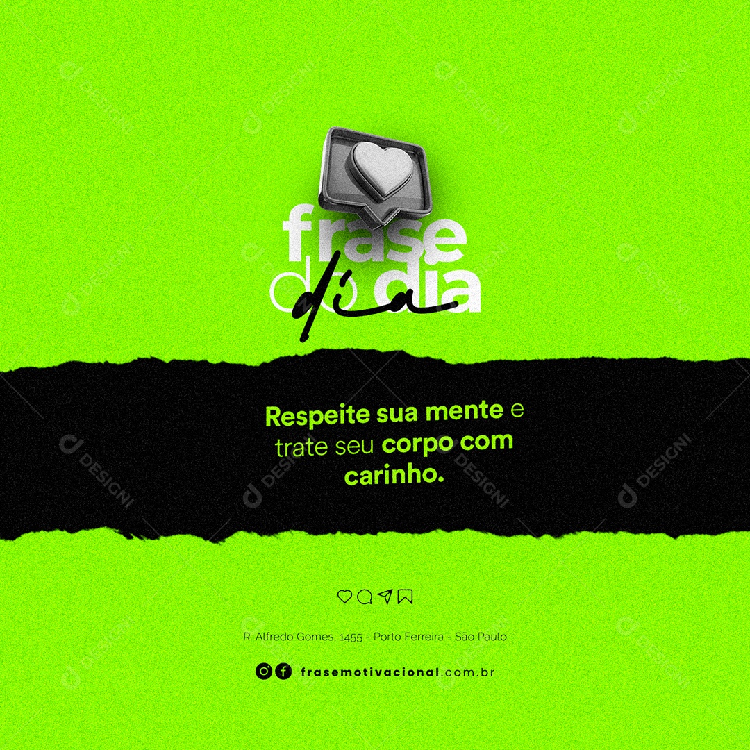 Respeite Sua Mente Frase Motivacional Social Media PSD Editável