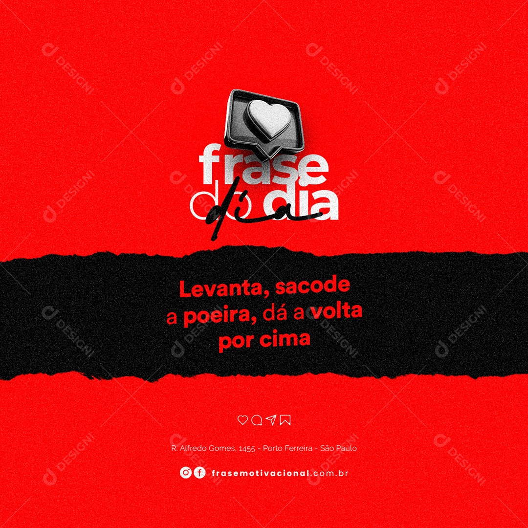 Levanta Sacode a Poeira Frase Motivacional Social Media PSD Editável